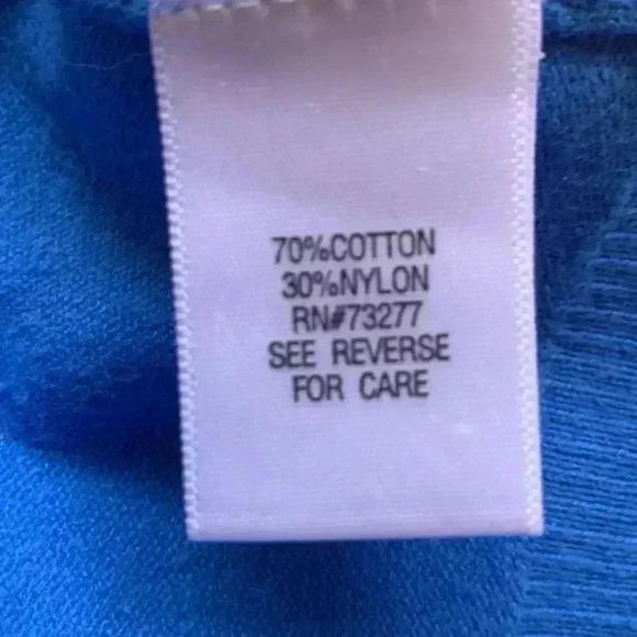 Croft & barrow blue, button-down, midweight,3/4 sleeves, cotton/nylon sw… - Picture 5 of 6